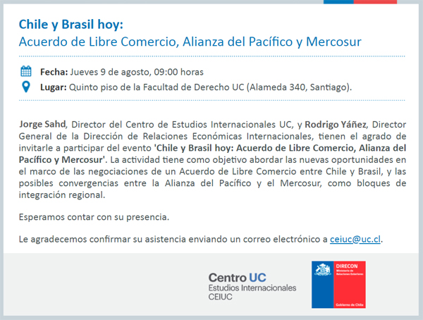 Punto de encuentro: Chile y Brasil hoy. Acuerdo de Libre Comercio, Alianza del Pacífico y Mercosur 