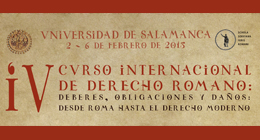 Plazo de matrículas IV Curso Internacional de Derecho Romano - Salamanca