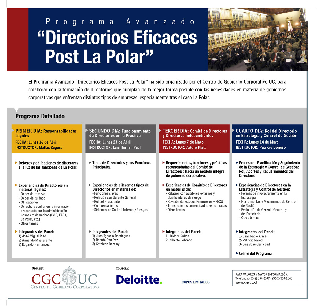 invitación programa para directorios eficaces post la polar