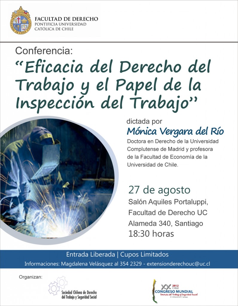 afiche conferencia eficacia del derecho del trabajo y el papel de la inspección del trabajo