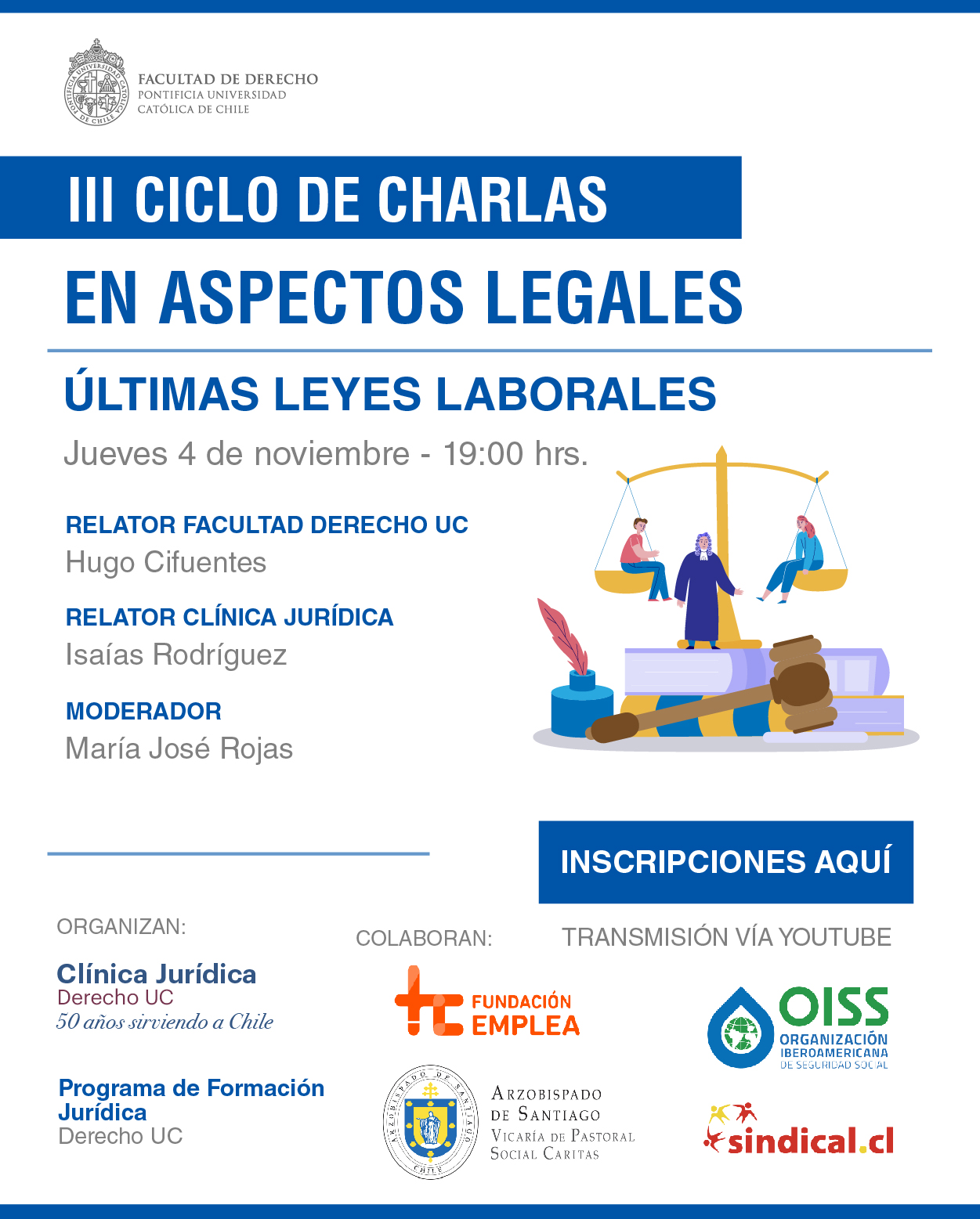 Ciclo de Charlas Aspectos Legales Afiche Ultimas Leyes Laborales