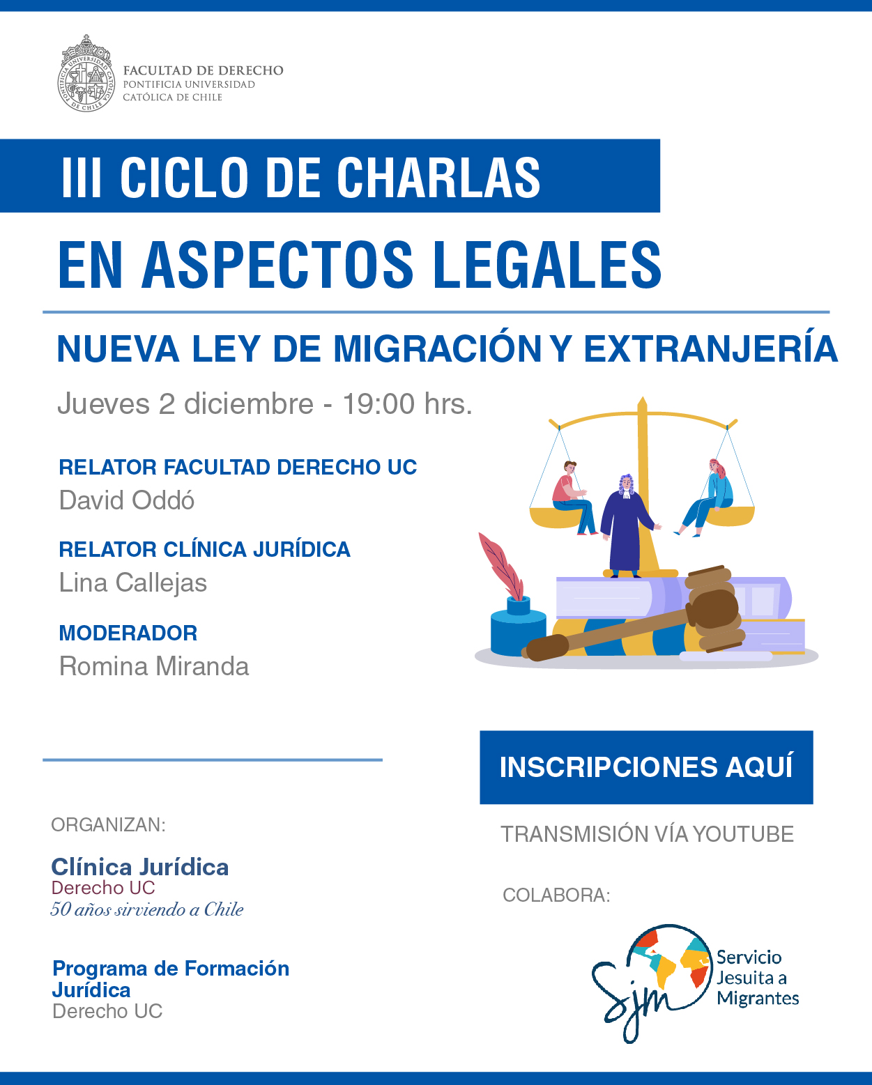 Ciclo de Charlas Aspectos Legales Afiche nueva ley de migración