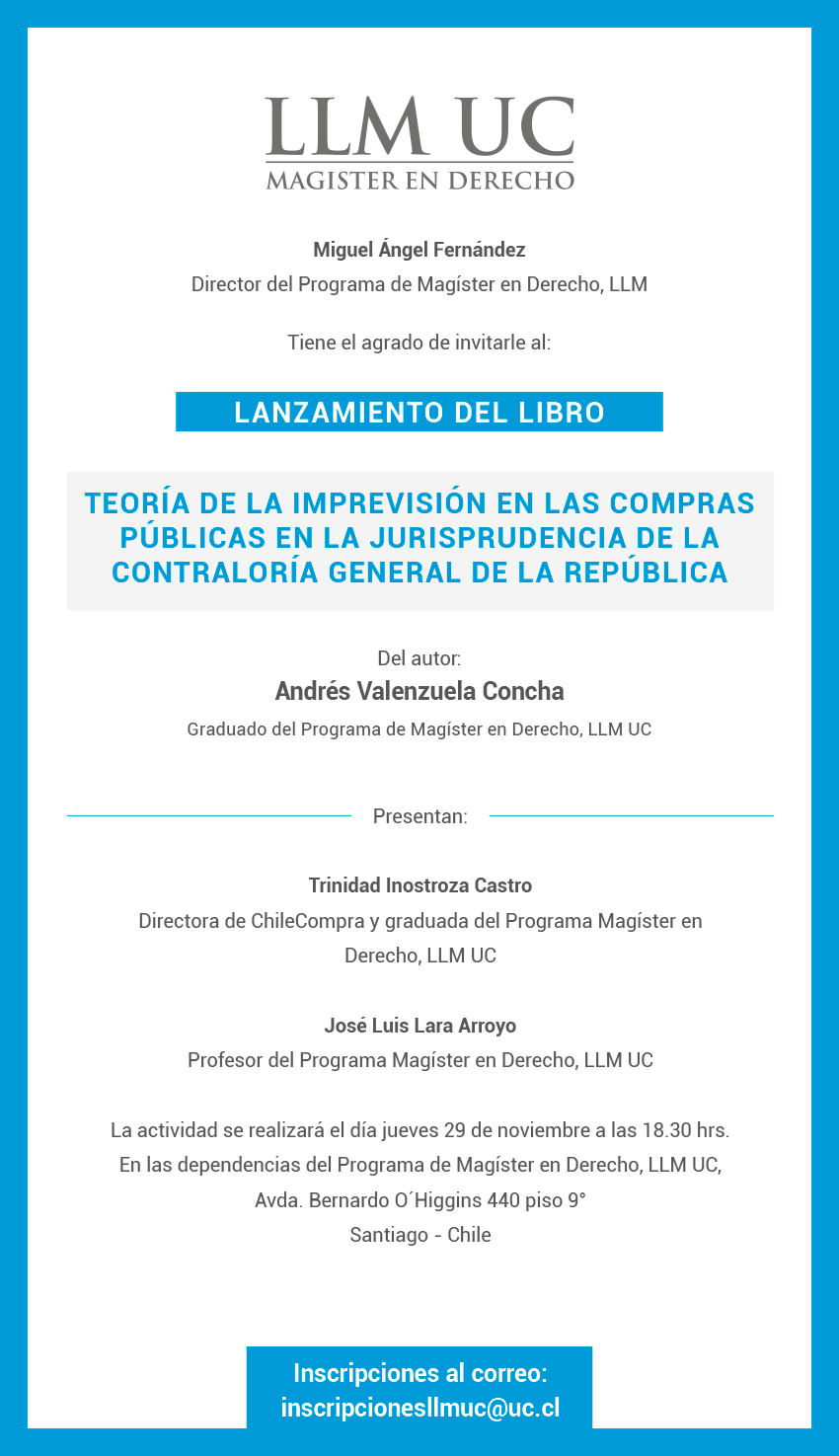 Lanzamiento de libro: Teoría de la imprevisión en las compras públicas en la jurisprudencia de la Contraloría General de la República